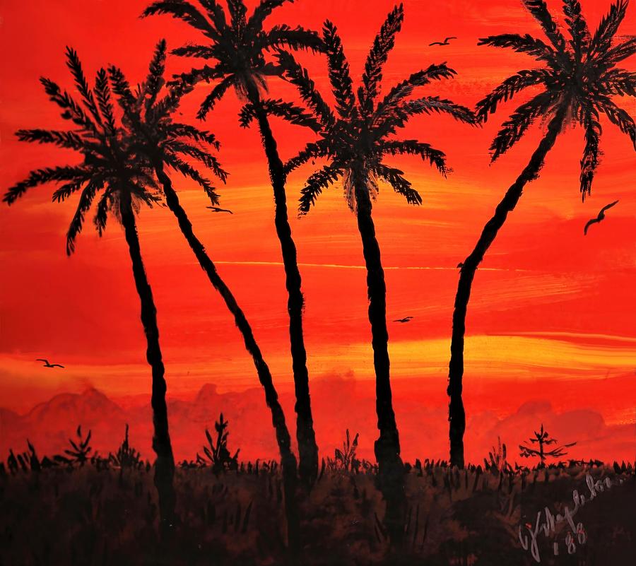 Island Sunset Painting by Joan Stratton