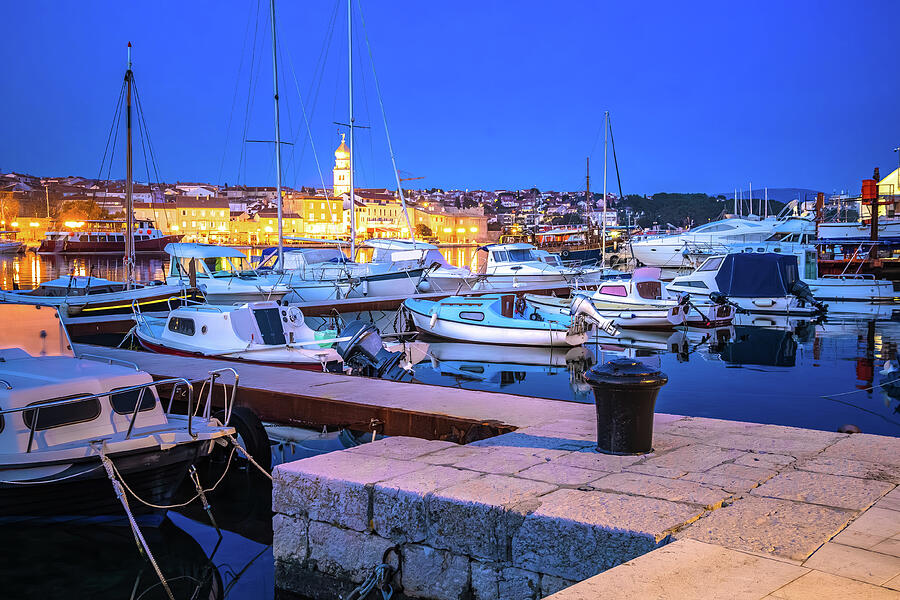 Island Town Of Krk Harbor Evening Waterfront View Photograph