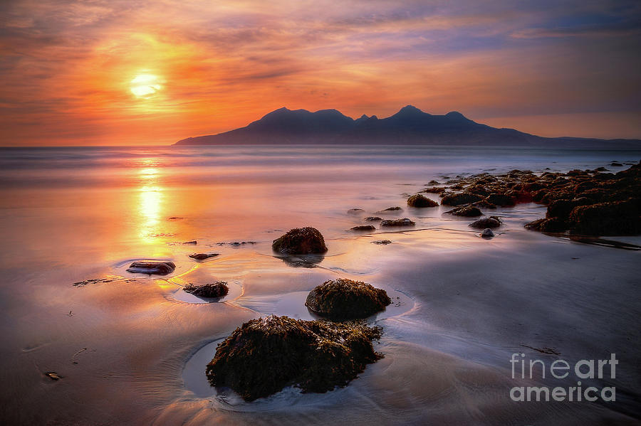 Isle of Eigg, Sunset over Rum, Small Isles Scotland Photograph by Barbara Jones PhotosEcosse