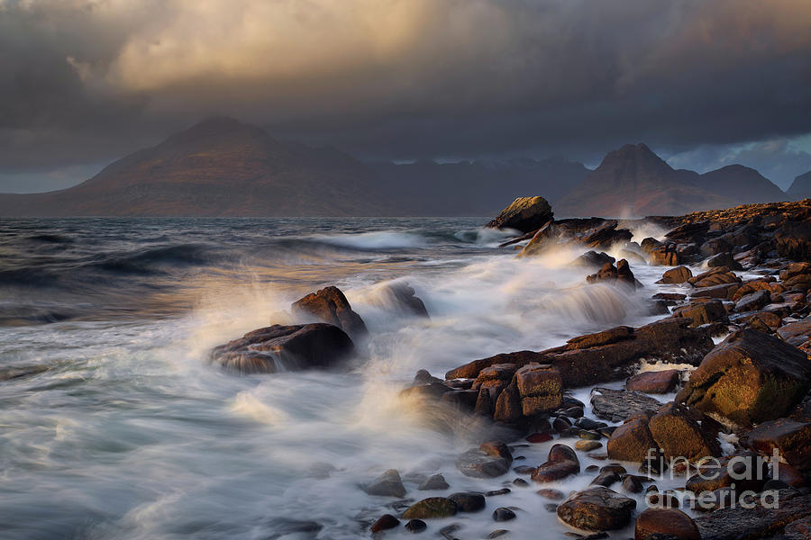  Isle of Skye, Elgol, Sunlit Waves,Scotland. Photograph by Barbara Jones PhotosEcosse