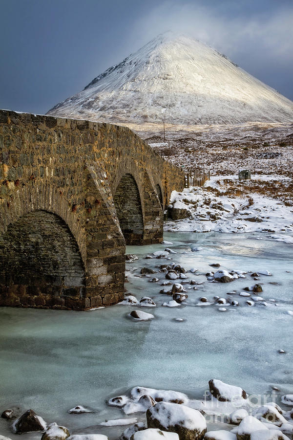 Isle of Skye, Old Bridge at Sligachan in Winter, Scotland. Photograph by Barbara Jones PhotosEcosse