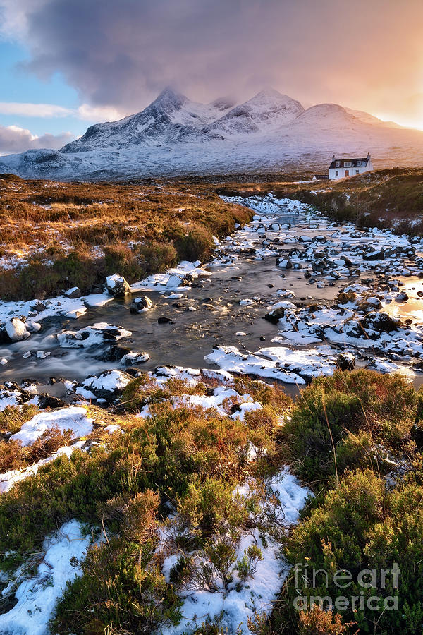 Isle of Skye, Sligachan, Sgurr nan Gillean in Winter. Photograph by Barbara Jones PhotosEcosse