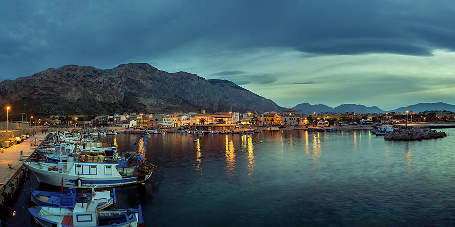 Isola delle Femmine Harbour Panorama Photograph by Ian Good