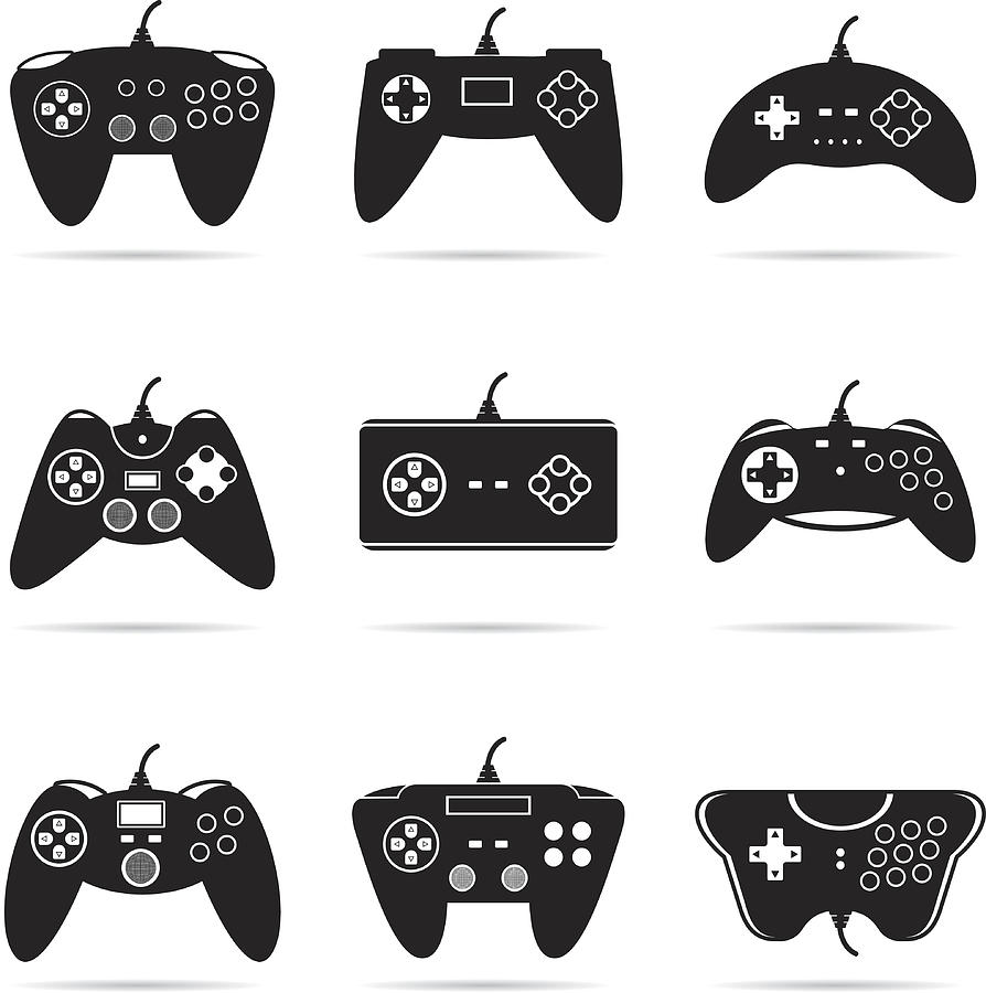 Isolated image of an Assortment of gamepads Drawing by Forest_strider