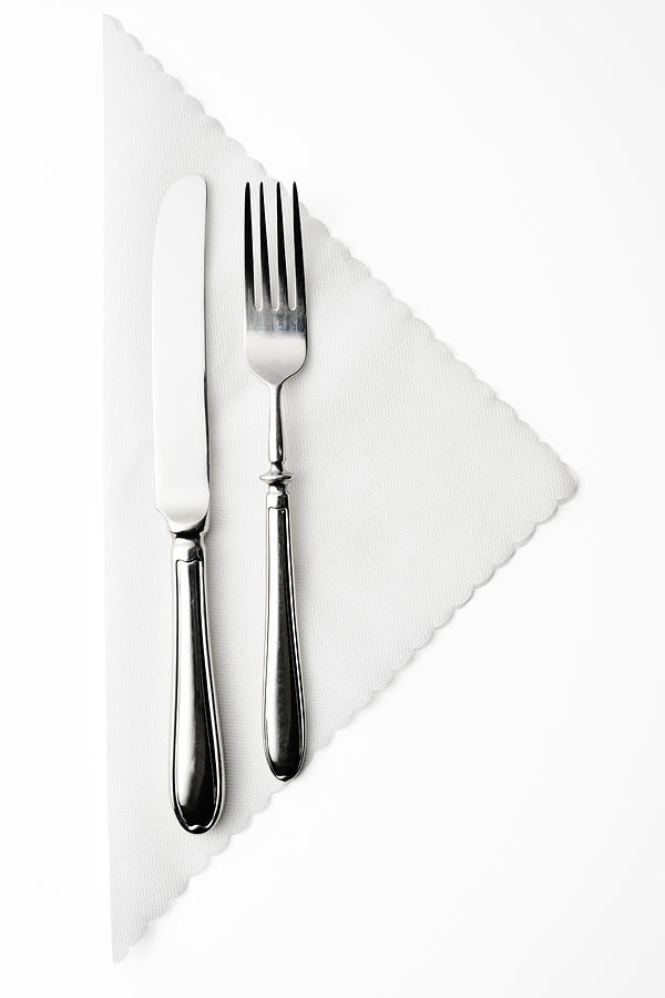 Isolated shot of place setting on white background Photograph by Kyoshino