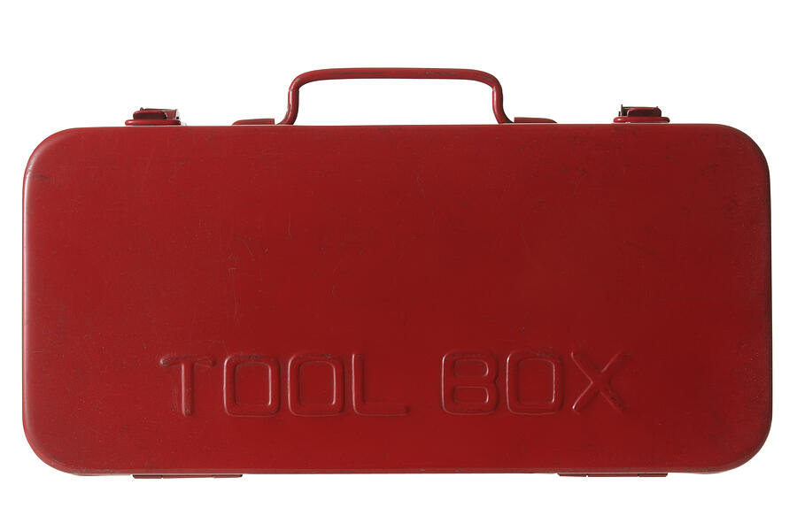 Isolated shot of red toolbox on white background Photograph by Kyoshino