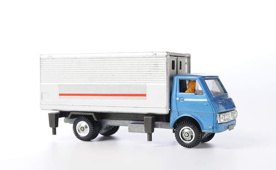 Isolated shot of vintage toy truck on white background Photograph by Kyoshino