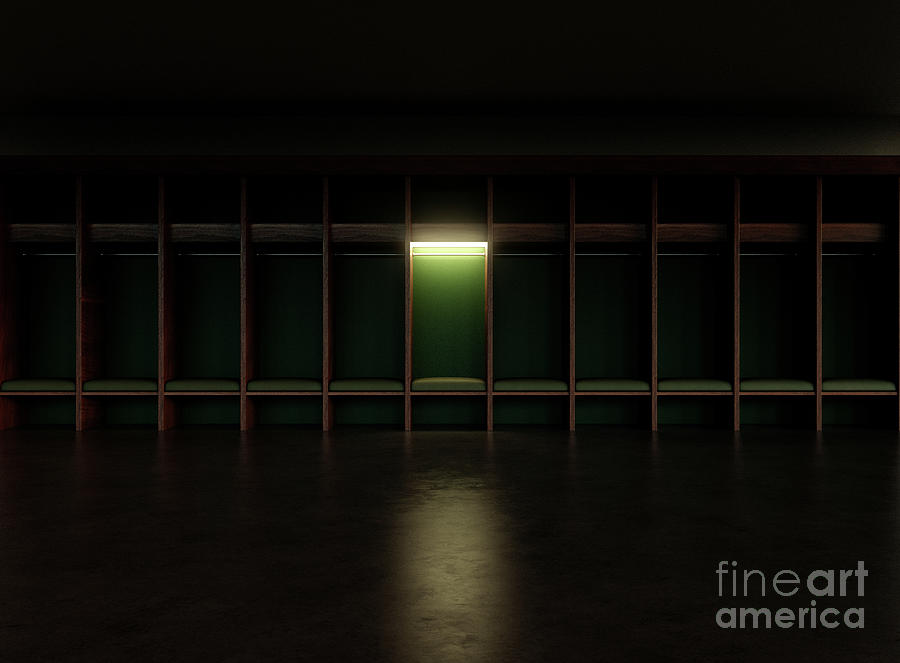 Isolated Spotlight Dark Locker Room Green Digital Art by Allan Swart ...