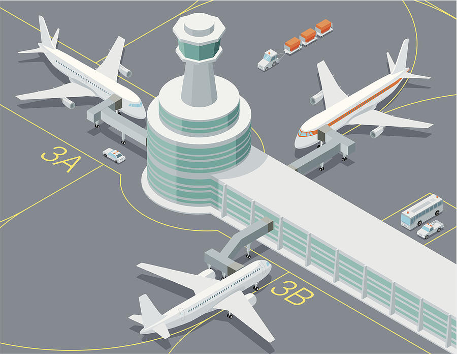 Isometric, Airport Transport Drawing by Roccomontoya