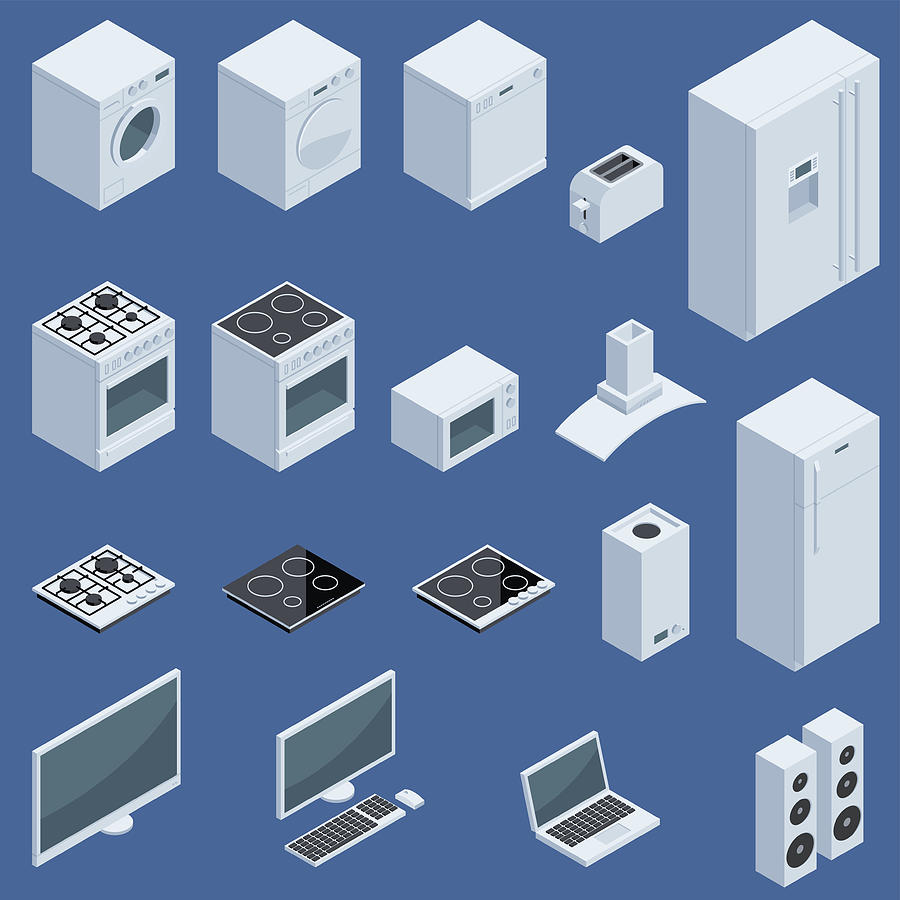 Isometric Appliances Drawing by Medesulda