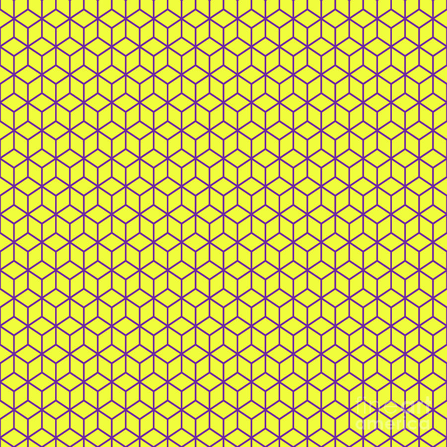 Isometric Cube Pattern In Sunny Yellow And Iris Purple N.1463 Painting