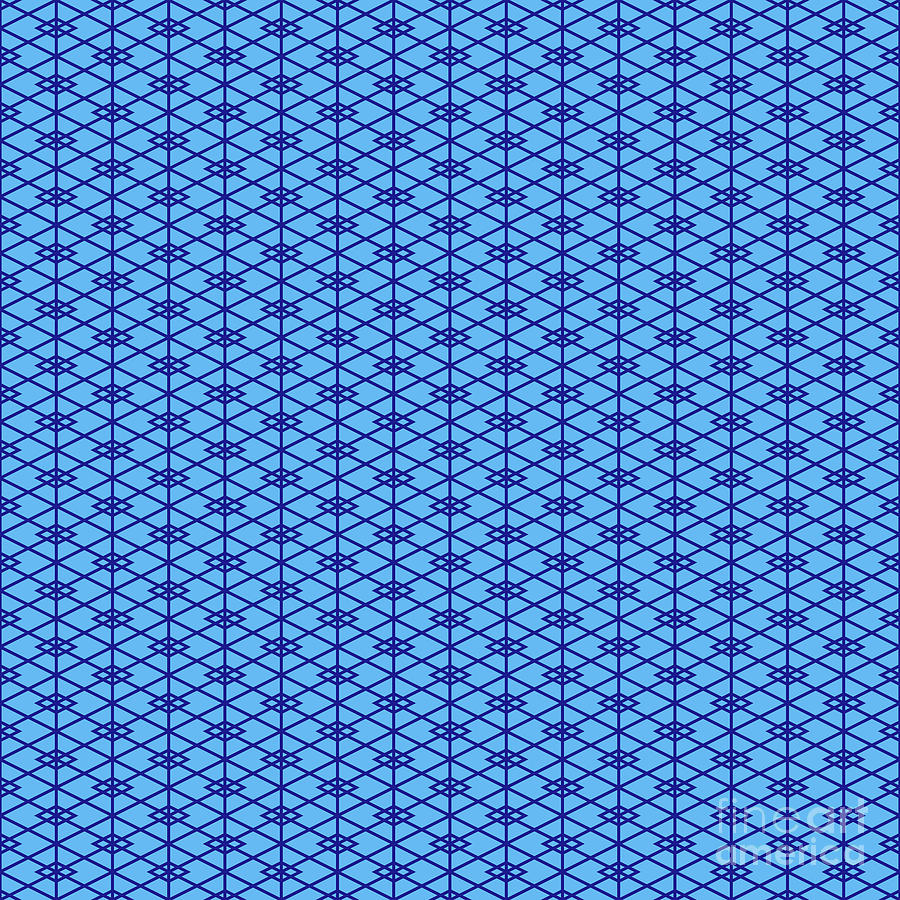 Isometric Diamond Hishi Grid Pattern In Summer Sky And Ultramarine Blue N.2372 Painting