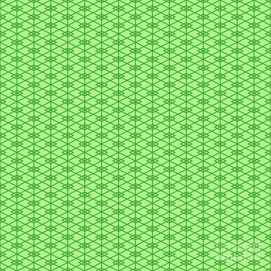 Isometric Double Diamond Hishi Grid In Light Apple And Grass Green N.3015 Painting