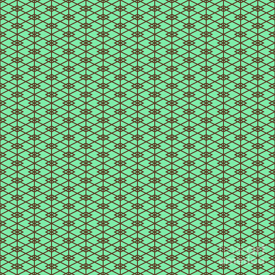 Isometric Double Diamond Hishi Grid In Mint Green And Chocolate Brown N.2234 Painting
