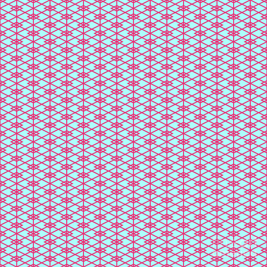 Isometric Double Diamond Hishi Grid Pattern in Light Aqua And Raspberry Pink n.2416 Painting by Holy Rock Design