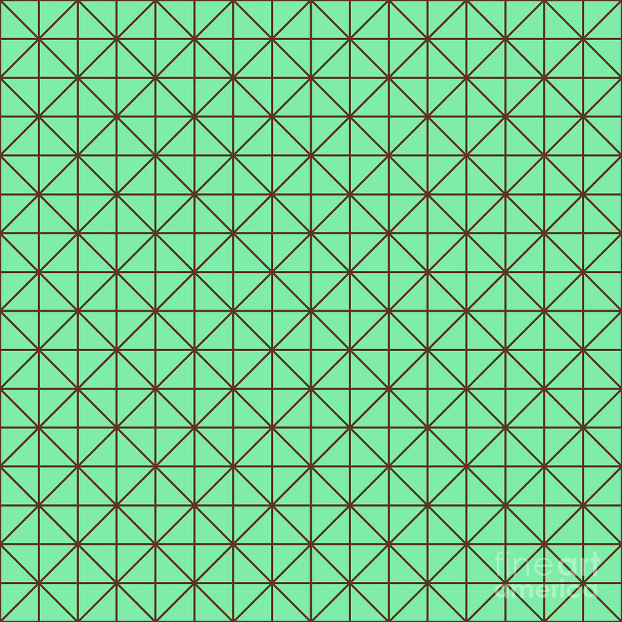 Isometric Grid Lattice Pattern In Mint Green And Chocolate Brown N.1464 Painting