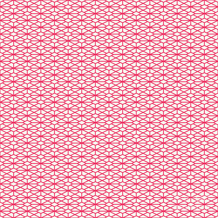 Isometric Hishi Grid With Diamond Pattern In Eggshell White And Ruby Pink N.1971 Painting