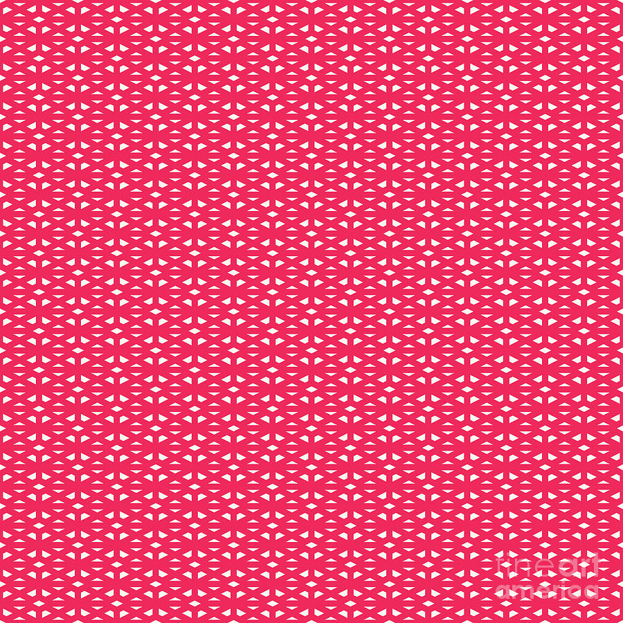 Isometric Hishi Grid With Diamond Pattern In Eggshell White And Ruby Pink N.2396 Painting