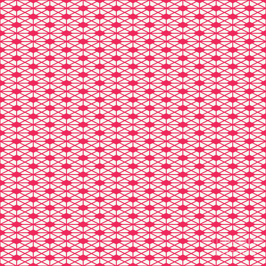 Isometric Hishi Grid With Diamond Pattern In Eggshell White And Ruby Pink N.3052 Painting