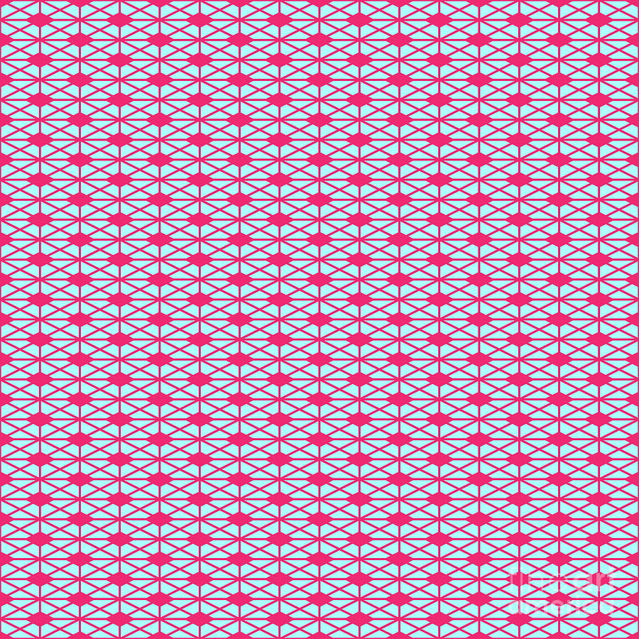 Isometric Hishi Grid With Diamond Pattern In Light Aqua And Raspberry Pink N.1931 Painting