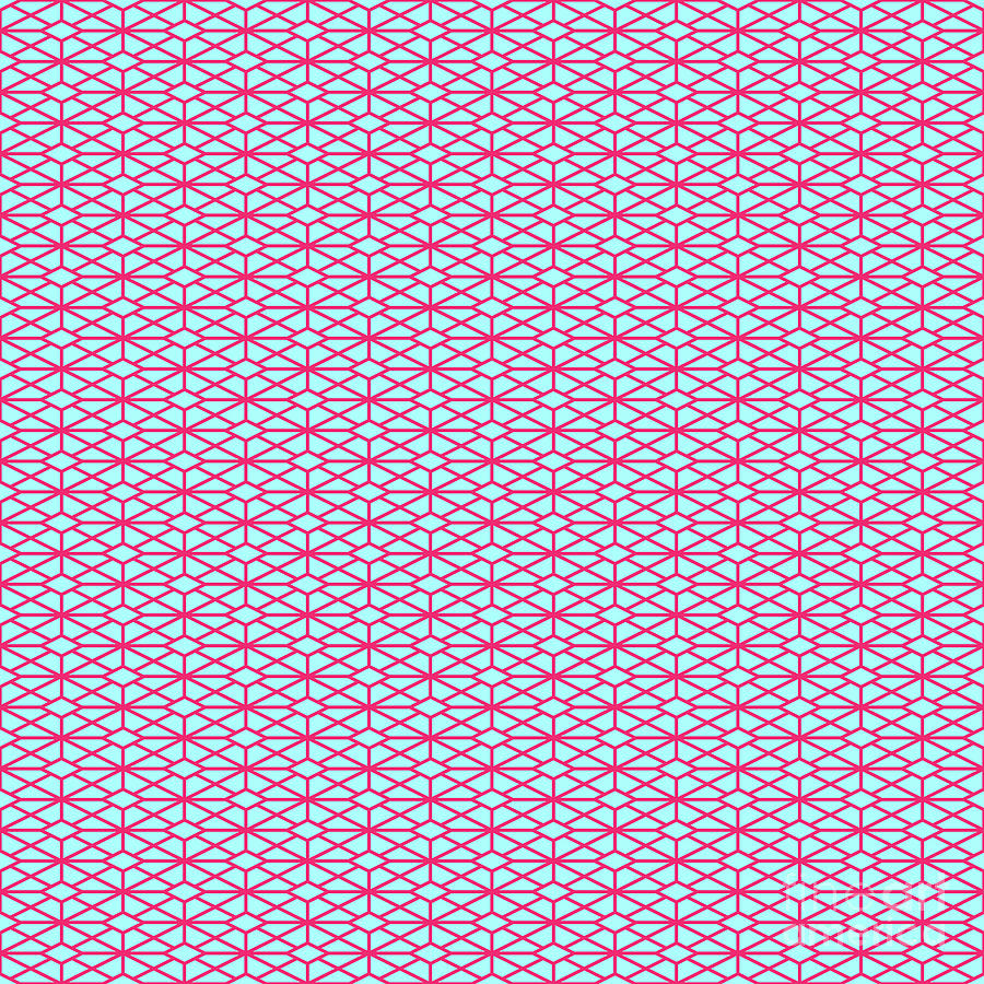 Isometric Hishi Grid With Diamond Pattern in Light Aqua And Raspberry Pink n.2281 Painting by Holy Rock Design