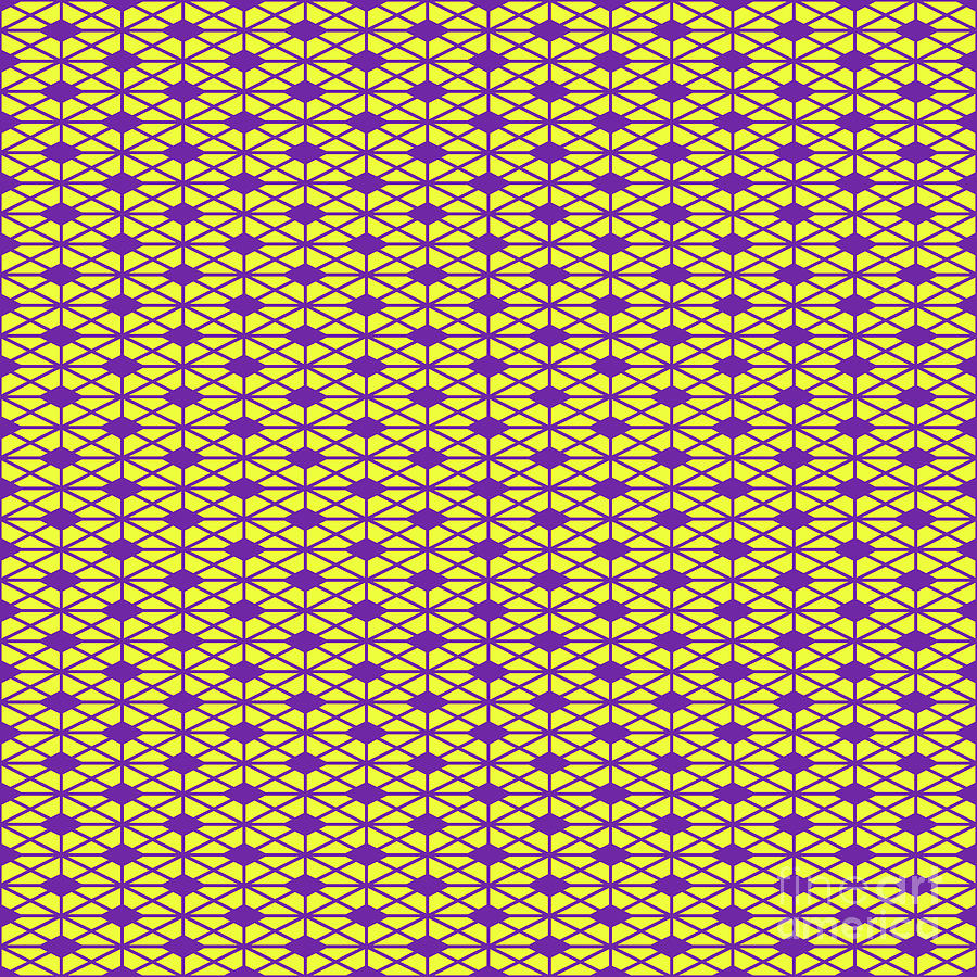 Isometric Hishi Grid With Diamond Pattern in Sunny Yellow And Iris Purple n.2146 Painting by Holy Rock Design