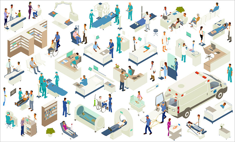 Isometric Medical Icons Drawing by Mathisworks