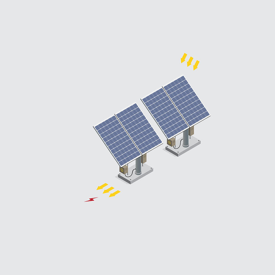 Isometric Solar Power Cells Drawing by Fitie