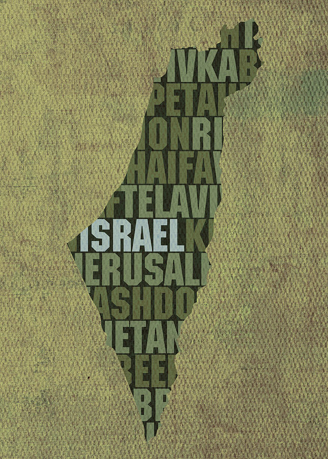 israel-country-word-map-typography-on-distressed-canvas-mixed-media-by-design-turnpike-fine