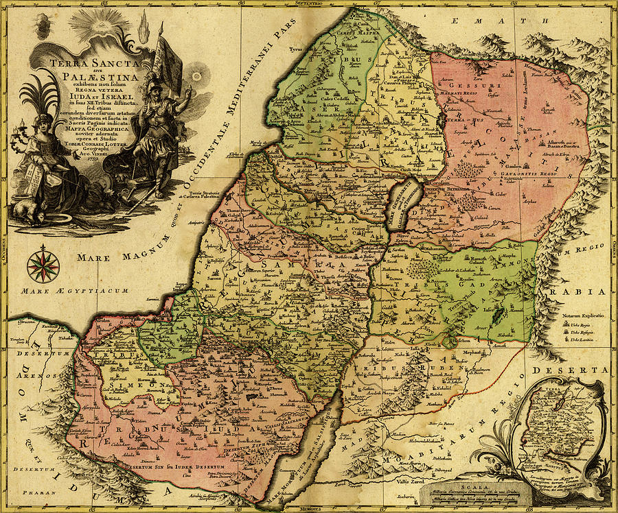 Map Drawing - Israel during the Reign of Kings and the Twelve Tribes by Vintage Maps