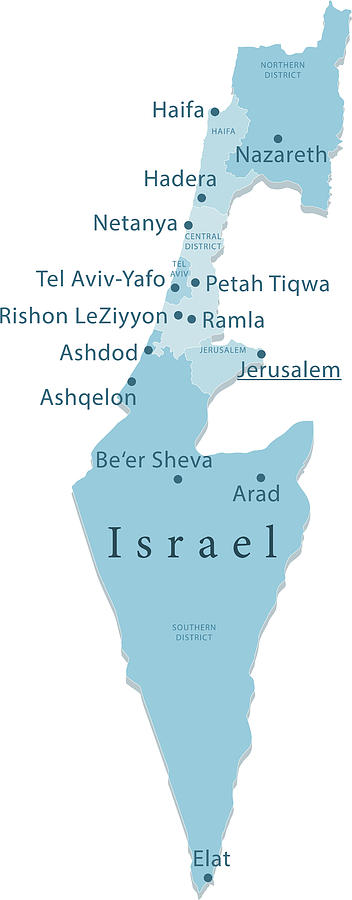 Israel Vector Map Regions Isolated Drawing by FrankRamspott