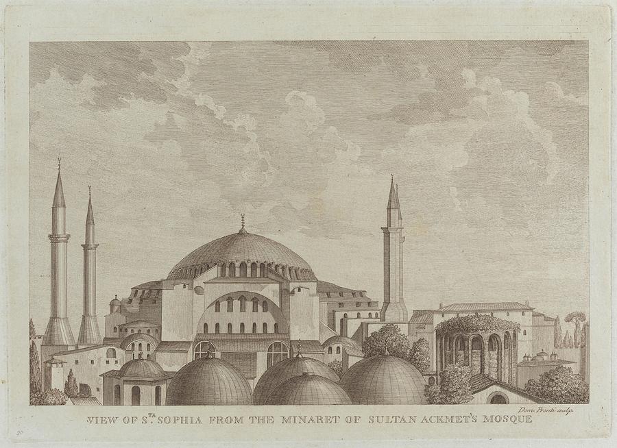 Istanbul Ayasofia from the Blue Mosque. Engraving by D. Pronti after W. Reveley 2 Painting by Artistic Rifki