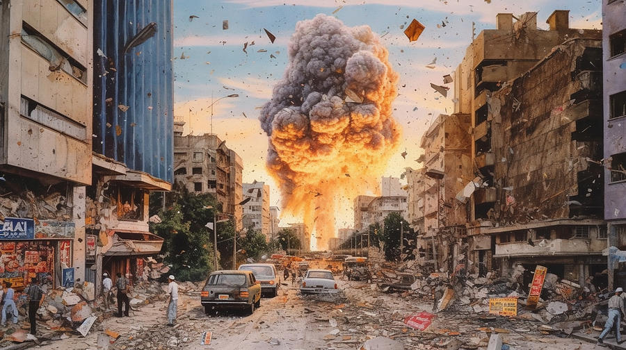 Istanbul　Images　nuclear　bomb　fallout　Celestial　War　by　America　Painting　Asar　Studios　by　Modern　Art　explos　Fine