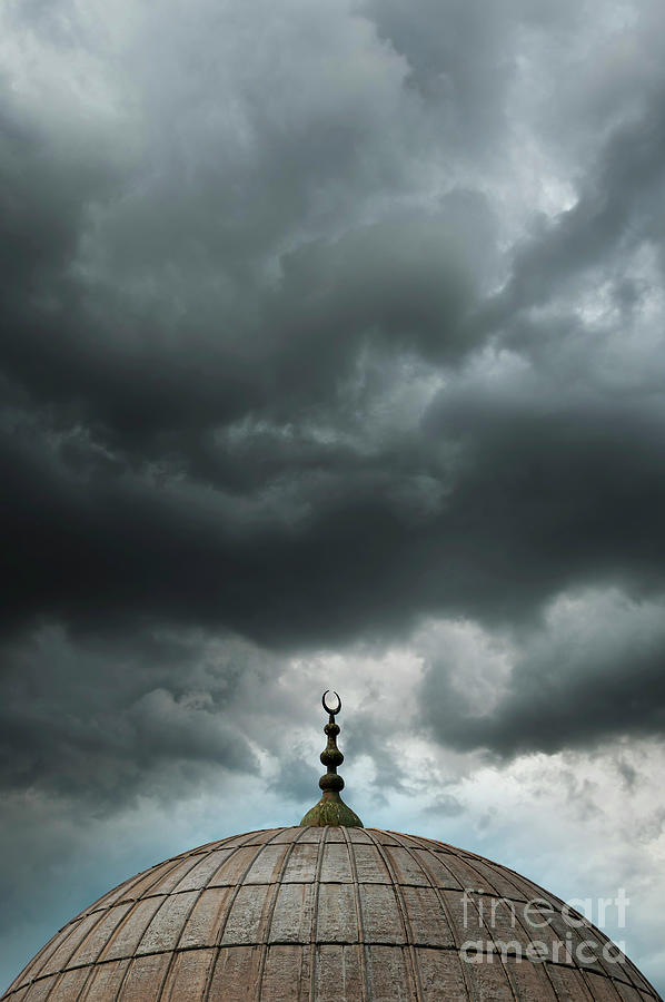 Architecture Photograph - Istanbul Mosque Dome Overcast Sky by Antony McAulay