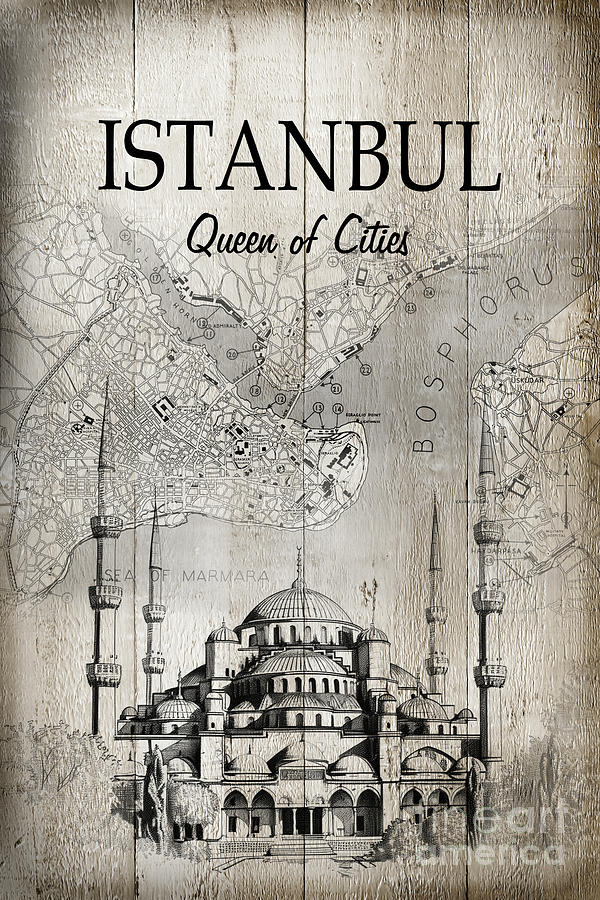 Istanbul, Queen of Cities travel poster Photograph by Delphimages Photo Creations
