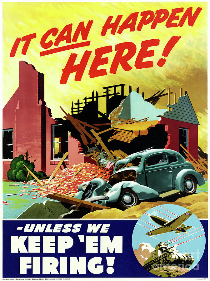 It Can Happen Here - Unless We Keep Em Firing Drawing by General Motors Corporation