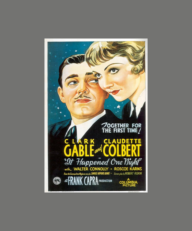 It Happened One Night Clark Gable Claudette Painting by Ross Wood | Pixels