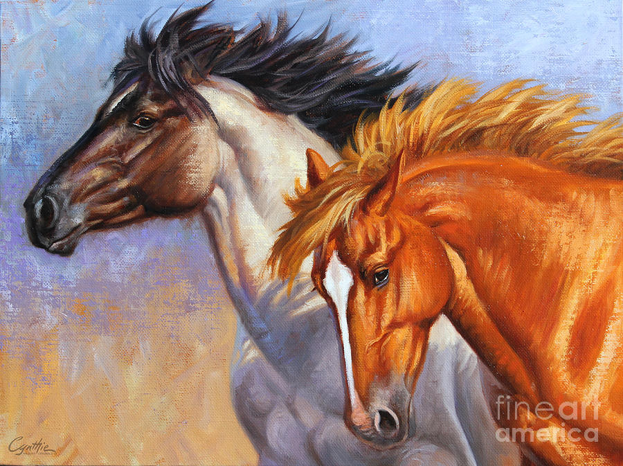 Horse Painting - It Takes Two, Horses by Cynthie Fisher