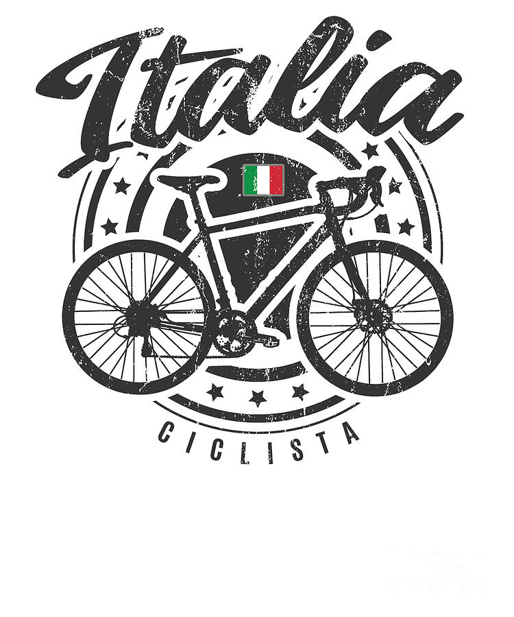 Bike Riding Digital Art - Italia Italian Cycling Flag Bike Theme Gifts for a Cyclist Black by Henry B