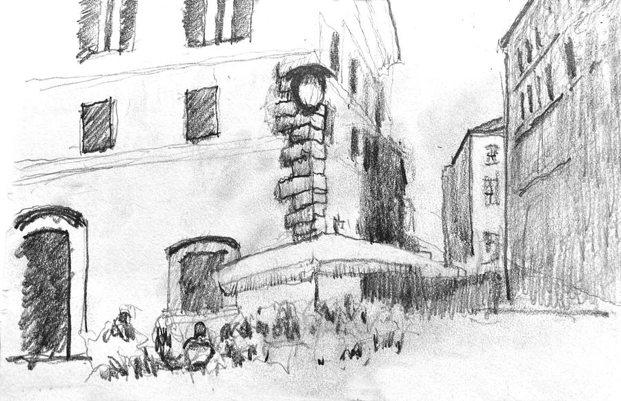 Italian Cafe 2 Drawing by David Zimmerman