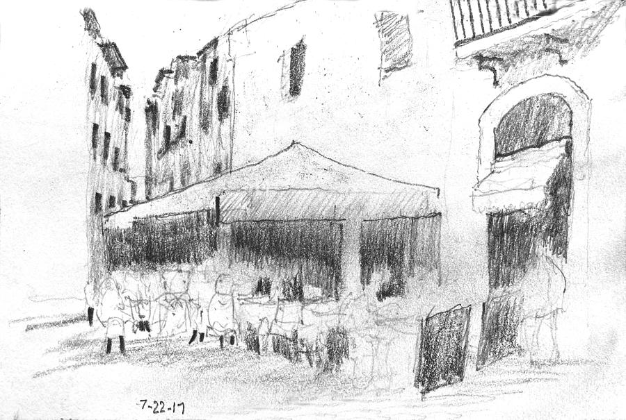 Italian Cafe Drawing by David Zimmerman