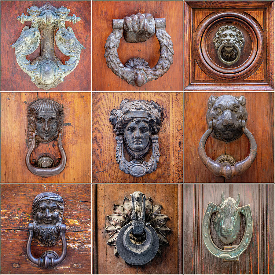 Italian Door Knockers Collage - 01 Photograph by Alex Mironyuk - Fine