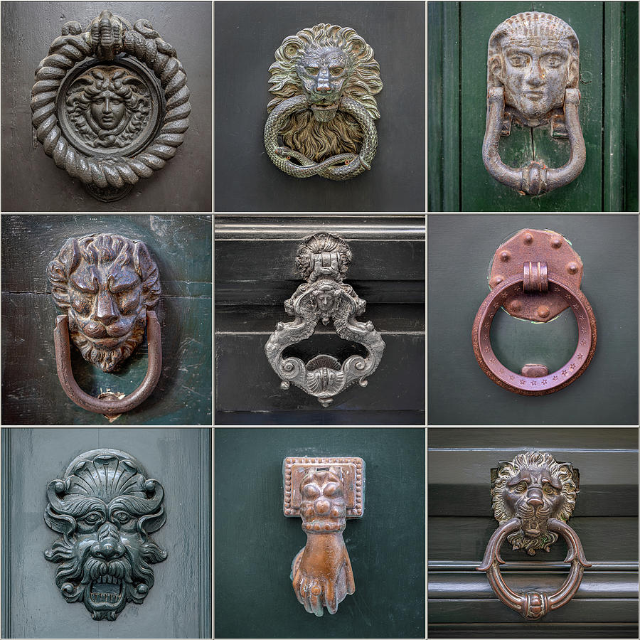 Italian Door Knockers Collage - 03 Photograph by Alex Mironyuk - Fine