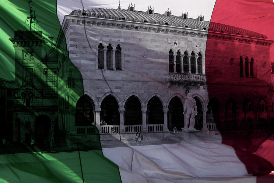 Italian Flag over Udine Photograph by Wolfgang Stocker