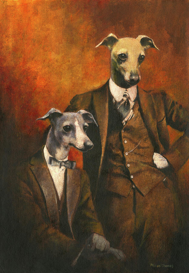 Italian Greyhound Painting - Italian Greyhound Gentlemen by Michael Thomas