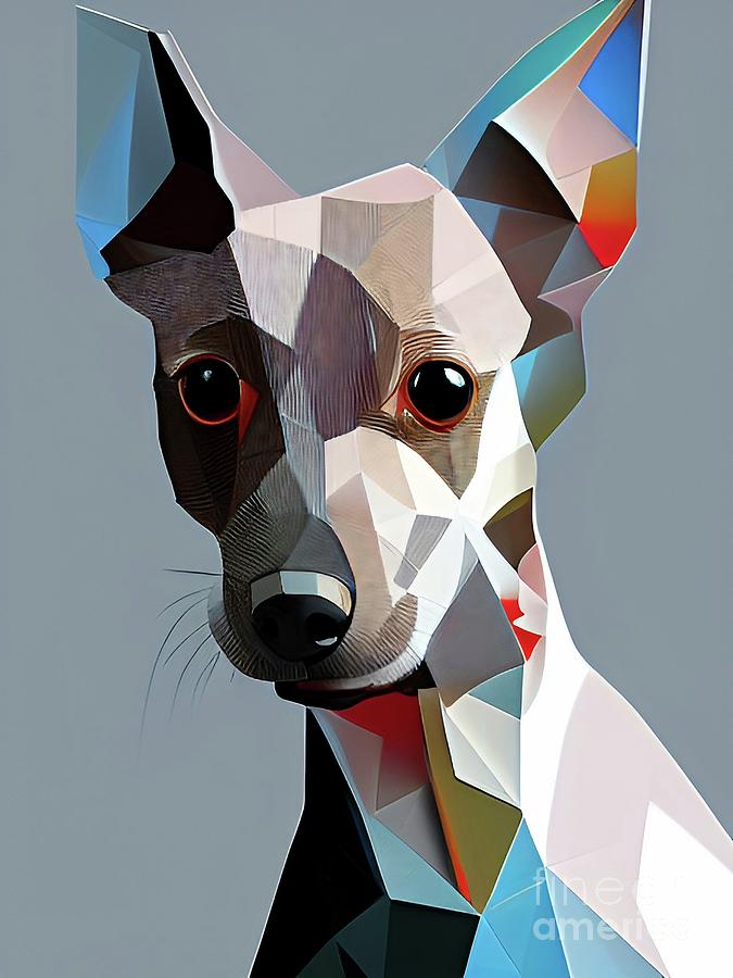 Italian Greyhound geometric pet portrait Digital Art by Christina F ...