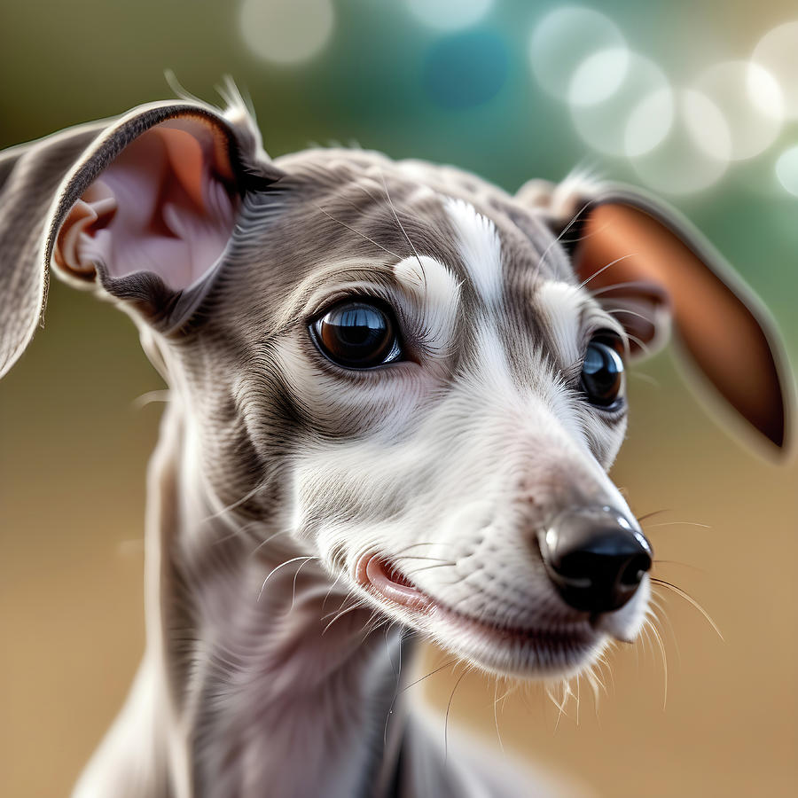 Italian Greyhound Puppy portrait.   Digital Art by Ray Shrewsberry