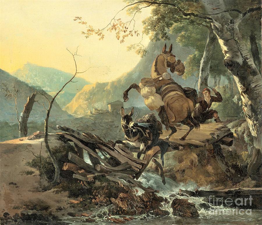 Italian landscape horse donkey Painting by Thea Recuerdo