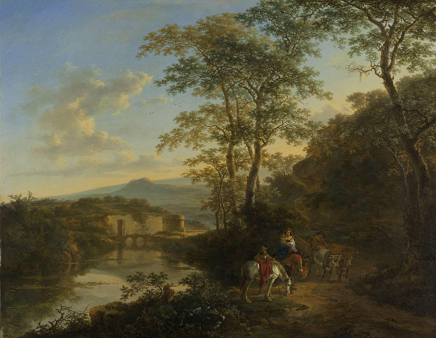 Landscape Painting - Italian Landscape with the Ponte Molle  by Jan Dirksz Both