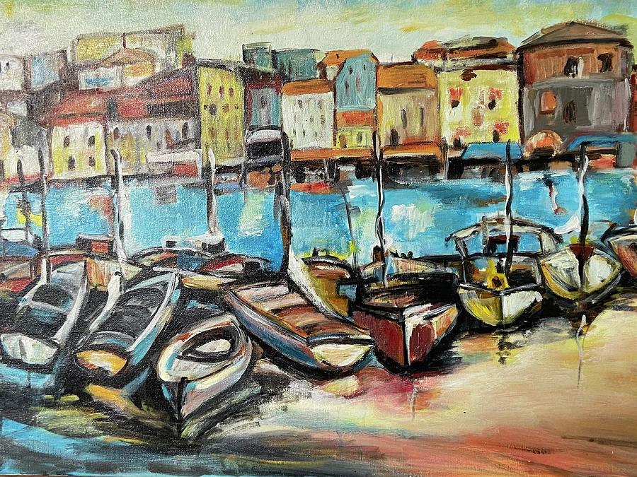 Italian Marina Painting by Denice Palanuk Wilson